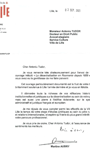 Lettre Mme le maire Martine Aubry