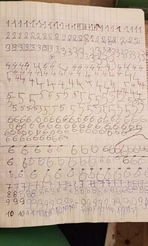 Raphael écris les chifres de 1 à 10